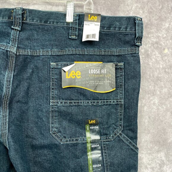 LEE Carpenter Loose Fit Jeans Mens 42x34 Blue Dark Wash Denim Casual NEW NWT - Picture 5 of 10